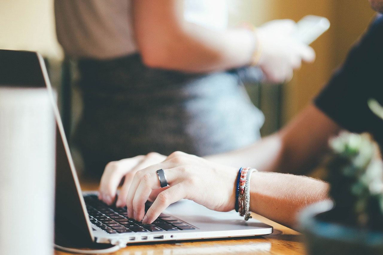 Online Security Woman working on computer
